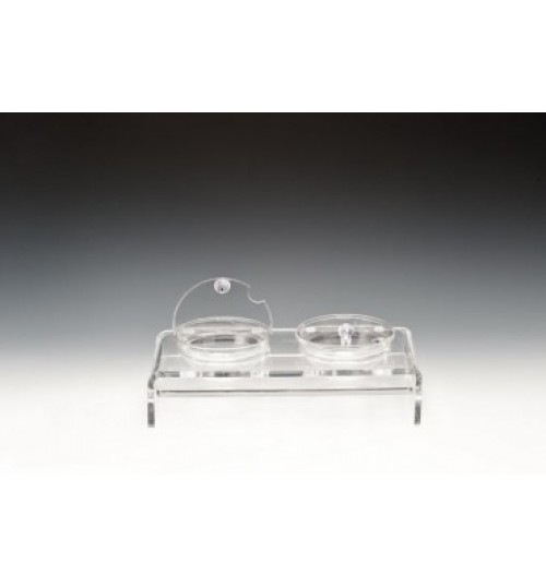 CAM KASELİ POLYCARBONAT KAPAKLI TEŞHİR STANDI 39 X 19 Cm / KASE (BOWL) Ø 14 Cm
